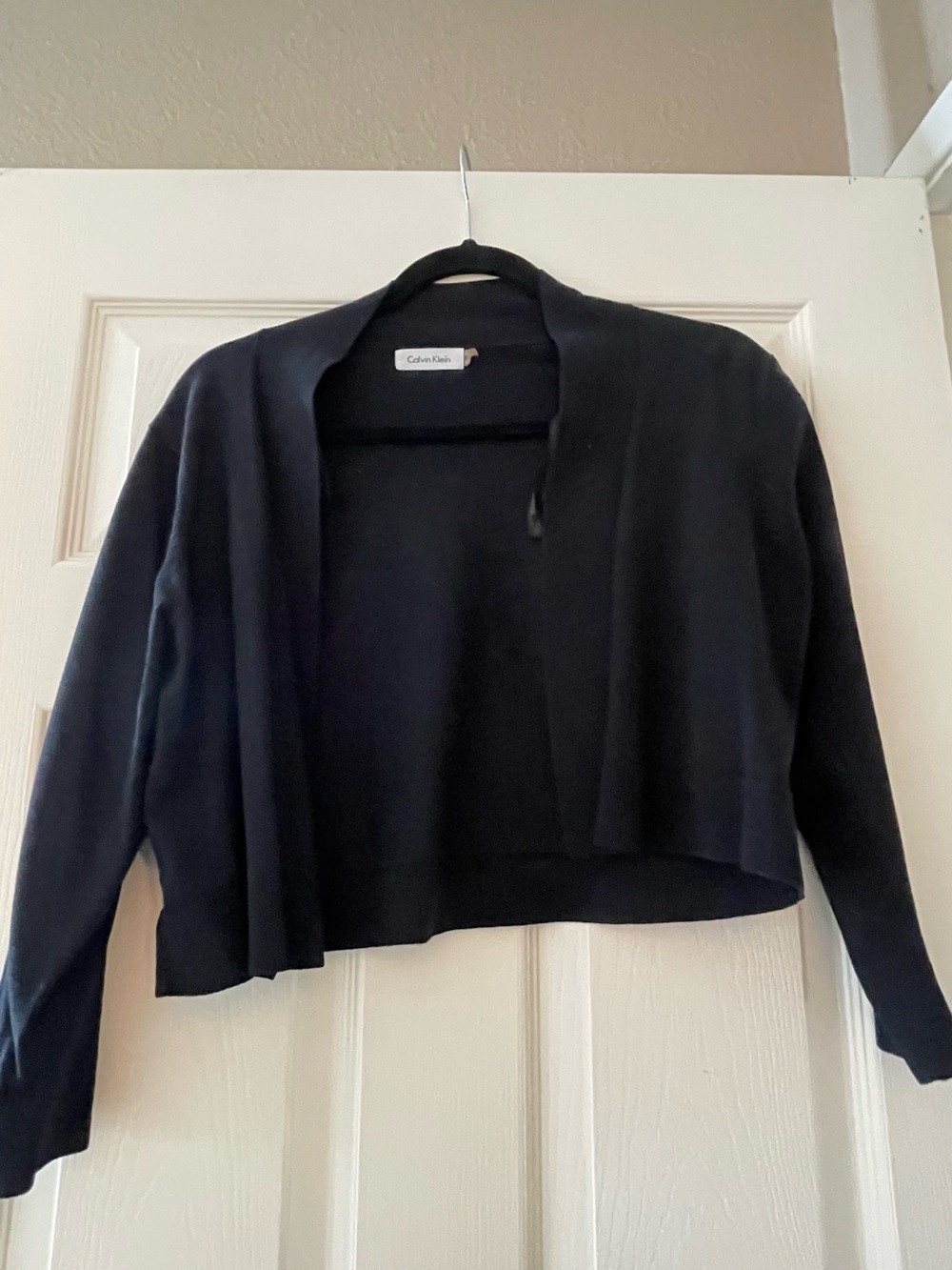 Calvin Klein Black Open-Front Cropped Cardigan